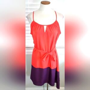 Olive & Oak Block Color Purple/Melon Spaghetti Strap High Low Dress NWOT